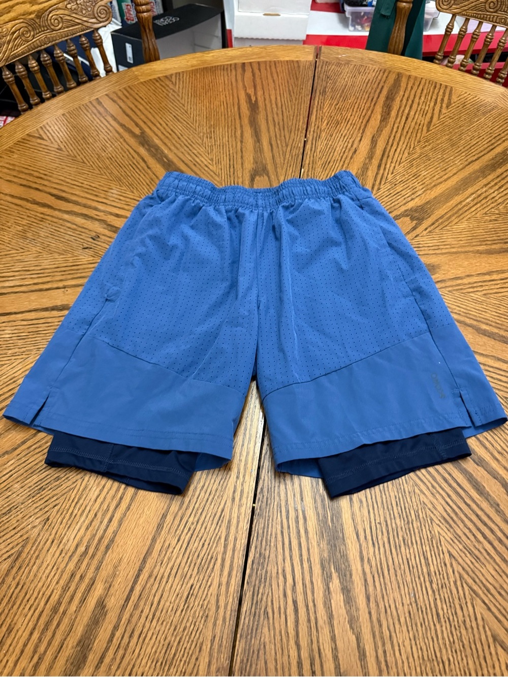 Skora Running Men's Athletic Layered Running Shorts in Blue